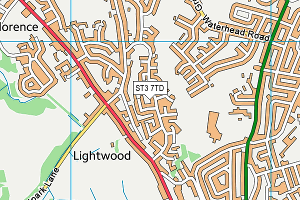 ST3 7TD map - OS VectorMap District (Ordnance Survey)