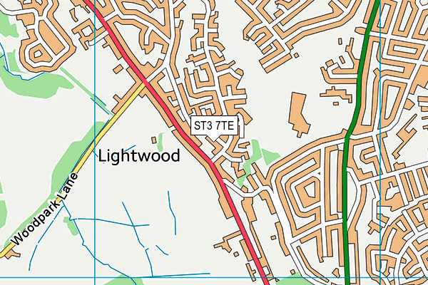 ST3 7TE map - OS VectorMap District (Ordnance Survey)