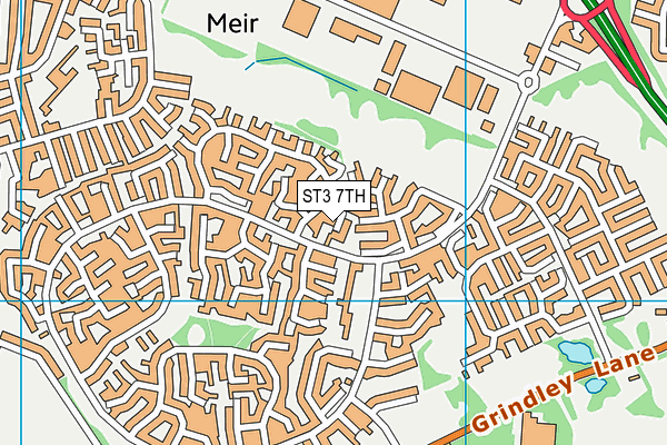 ST3 7TH map - OS VectorMap District (Ordnance Survey)