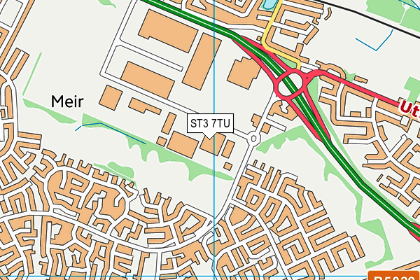 ST3 7TU map - OS VectorMap District (Ordnance Survey)