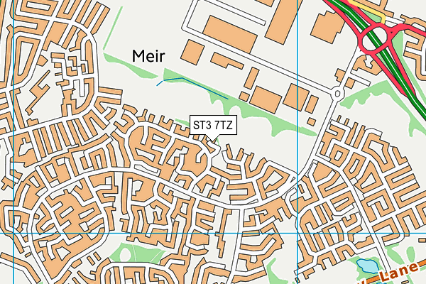 ST3 7TZ map - OS VectorMap District (Ordnance Survey)