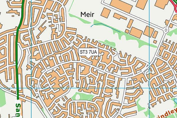 ST3 7UA map - OS VectorMap District (Ordnance Survey)