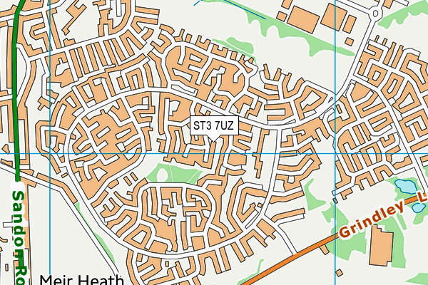 ST3 7UZ map - OS VectorMap District (Ordnance Survey)