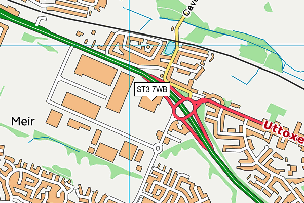 ST3 7WB map - OS VectorMap District (Ordnance Survey)