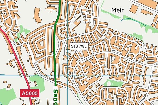 ST3 7WL map - OS VectorMap District (Ordnance Survey)