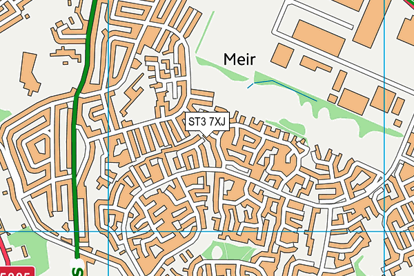 ST3 7XJ map - OS VectorMap District (Ordnance Survey)