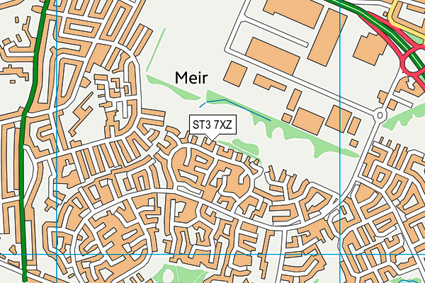 ST3 7XZ map - OS VectorMap District (Ordnance Survey)