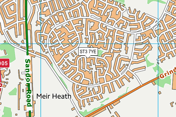 ST3 7YE map - OS VectorMap District (Ordnance Survey)