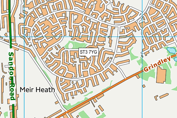 ST3 7YG map - OS VectorMap District (Ordnance Survey)