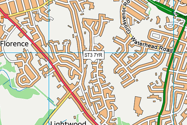 ST3 7YR map - OS VectorMap District (Ordnance Survey)