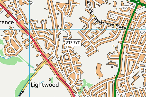 ST3 7YT map - OS VectorMap District (Ordnance Survey)