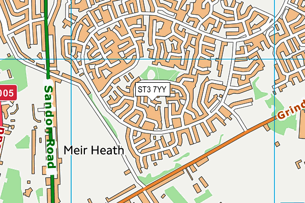 ST3 7YY map - OS VectorMap District (Ordnance Survey)