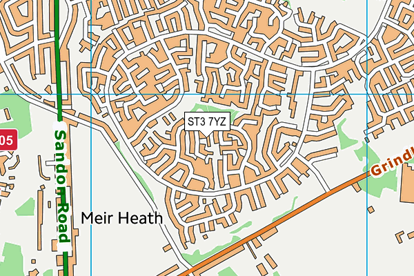 ST3 7YZ map - OS VectorMap District (Ordnance Survey)