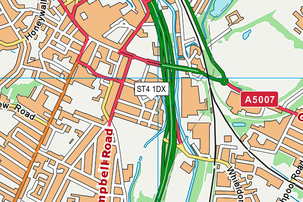 ST4 1DX map - OS VectorMap District (Ordnance Survey)