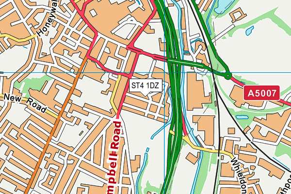 ST4 1DZ map - OS VectorMap District (Ordnance Survey)