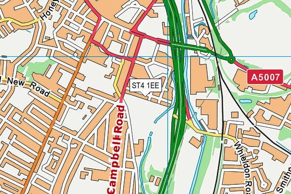 ST4 1EE map - OS VectorMap District (Ordnance Survey)