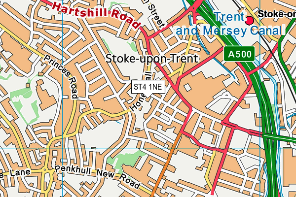 ST4 1NE map - OS VectorMap District (Ordnance Survey)