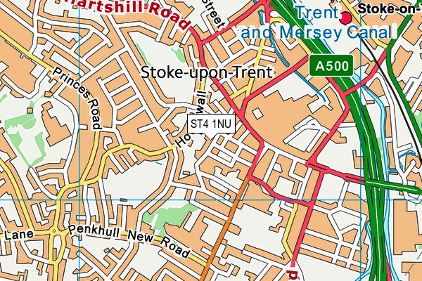 ST4 1NU map - OS VectorMap District (Ordnance Survey)