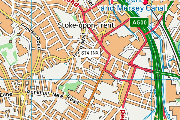 ST4 1NX map - OS VectorMap District (Ordnance Survey)