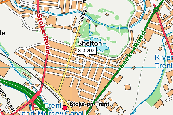 ST4 2DX map - OS VectorMap District (Ordnance Survey)