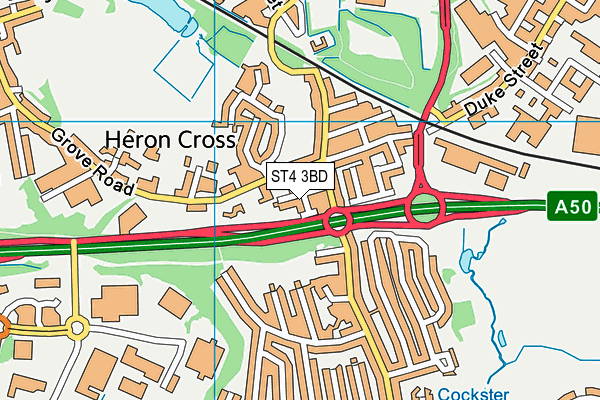 ST4 3BD map - OS VectorMap District (Ordnance Survey)