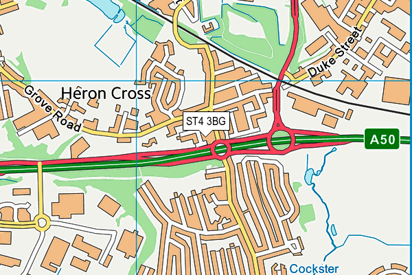 ST4 3BG map - OS VectorMap District (Ordnance Survey)