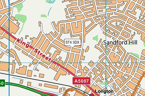 ST4 3DX map - OS VectorMap District (Ordnance Survey)