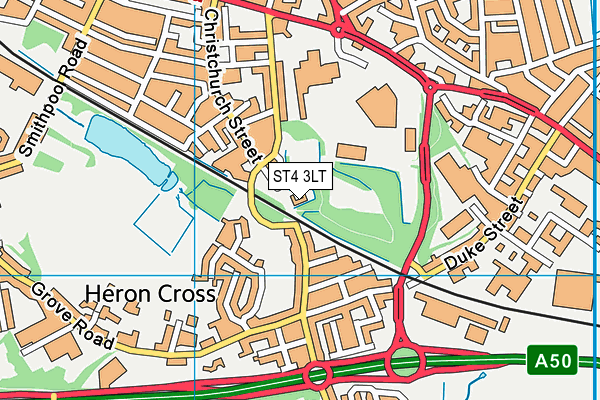 ST4 3LT map - OS VectorMap District (Ordnance Survey)