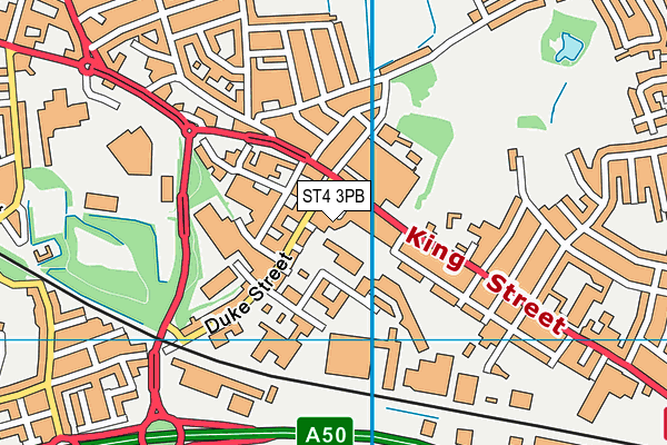 ST4 3PB map - OS VectorMap District (Ordnance Survey)