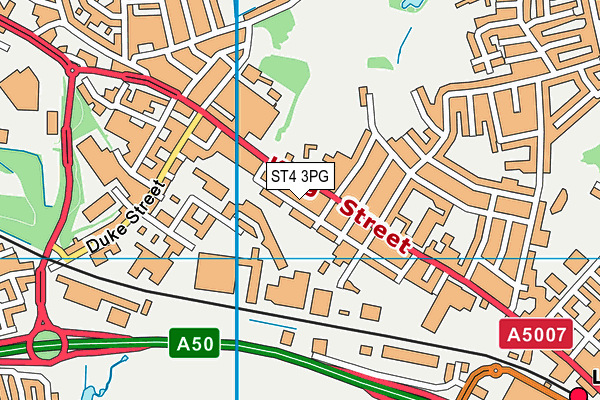 ST4 3PG map - OS VectorMap District (Ordnance Survey)