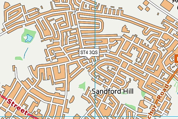 ST4 3QS map - OS VectorMap District (Ordnance Survey)