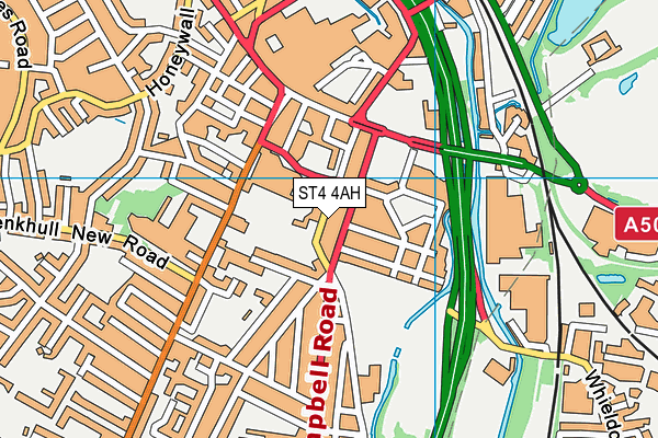 ST4 4AH map - OS VectorMap District (Ordnance Survey)