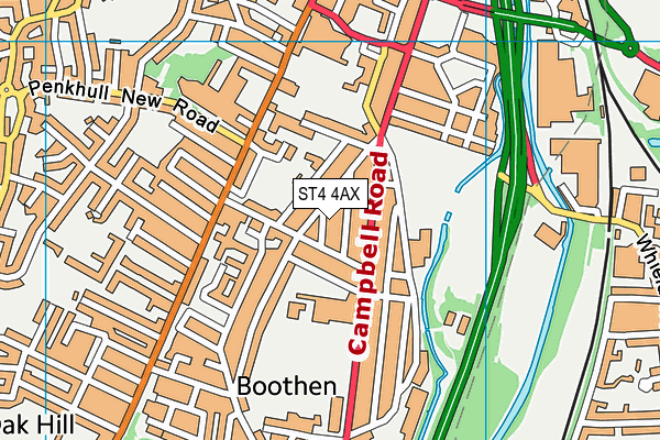 ST4 4AX map - OS VectorMap District (Ordnance Survey)