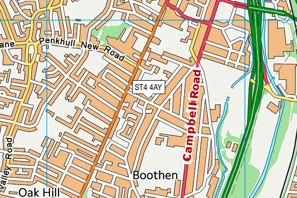 ST4 4AY map - OS VectorMap District (Ordnance Survey)