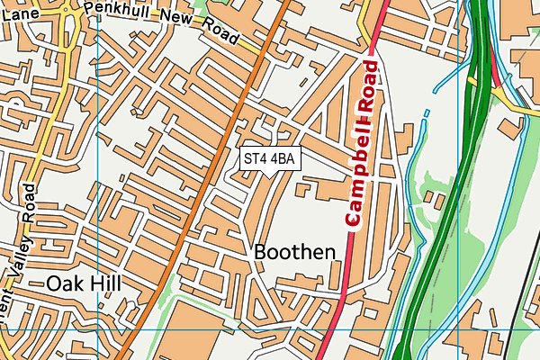 ST4 4BA map - OS VectorMap District (Ordnance Survey)