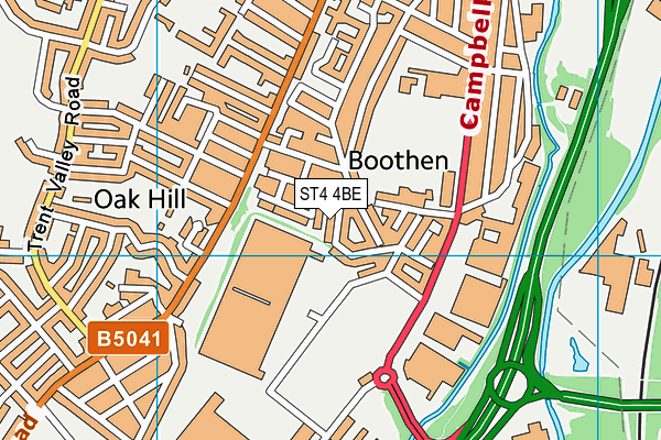 ST4 4BE map - OS VectorMap District (Ordnance Survey)