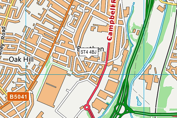 ST4 4BJ map - OS VectorMap District (Ordnance Survey)