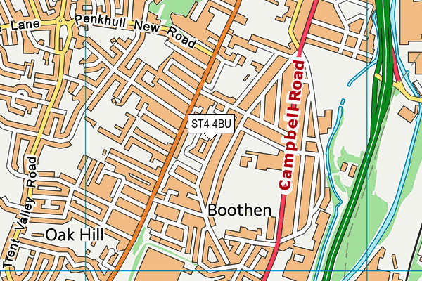 ST4 4BU map - OS VectorMap District (Ordnance Survey)