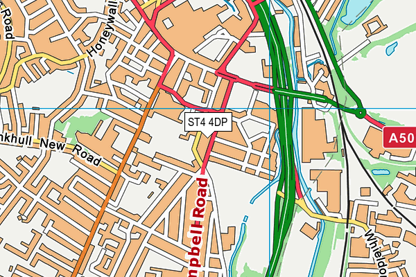 ST4 4DP map - OS VectorMap District (Ordnance Survey)