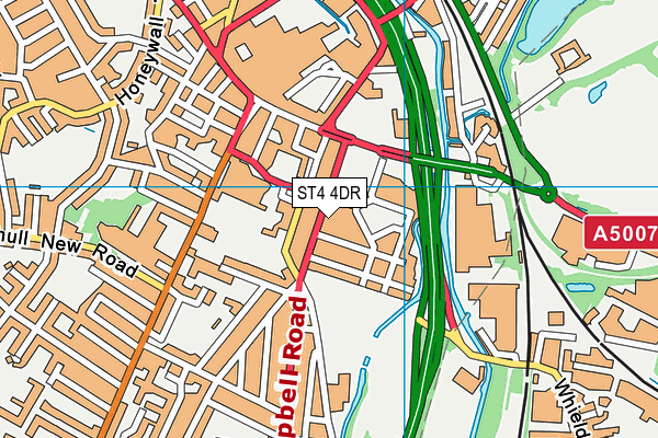 ST4 4DR map - OS VectorMap District (Ordnance Survey)