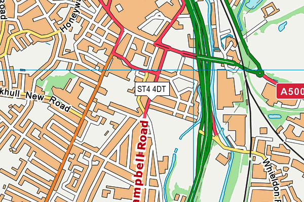 ST4 4DT map - OS VectorMap District (Ordnance Survey)