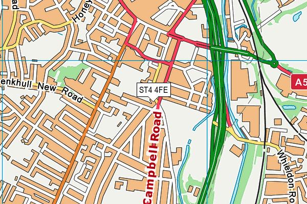 ST4 4FE map - OS VectorMap District (Ordnance Survey)