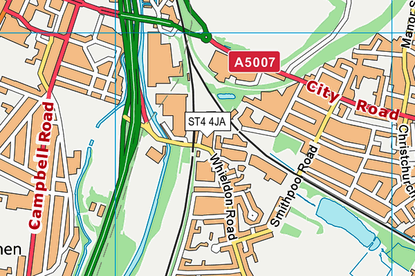 ST4 4JA map - OS VectorMap District (Ordnance Survey)