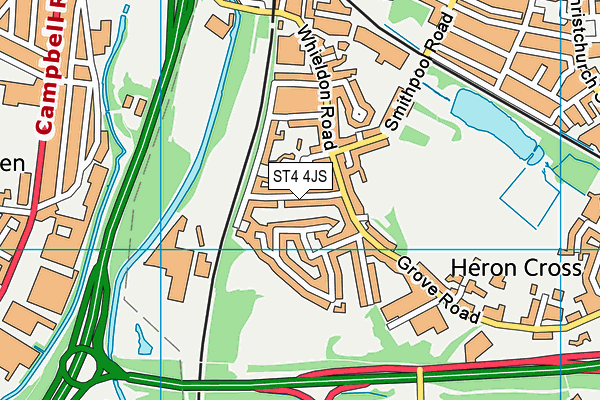 ST4 4JS map - OS VectorMap District (Ordnance Survey)