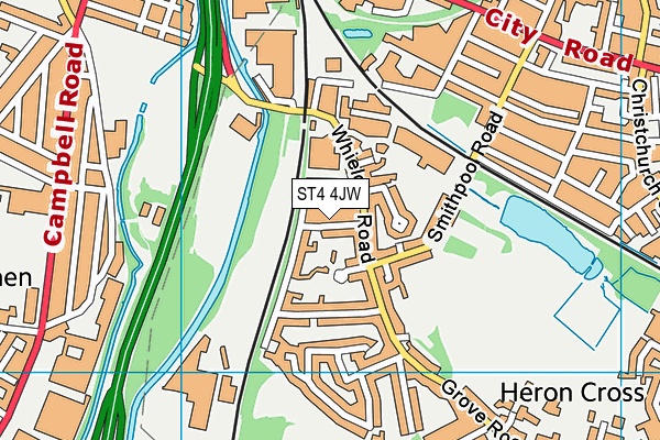 ST4 4JW map - OS VectorMap District (Ordnance Survey)