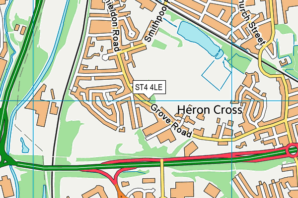 ST4 4LE map - OS VectorMap District (Ordnance Survey)