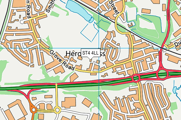 ST4 4LL map - OS VectorMap District (Ordnance Survey)