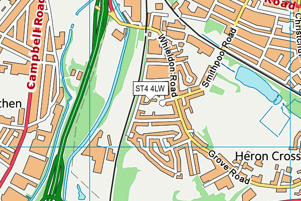 ST4 4LW map - OS VectorMap District (Ordnance Survey)