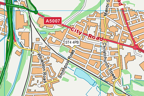 ST4 4PB map - OS VectorMap District (Ordnance Survey)