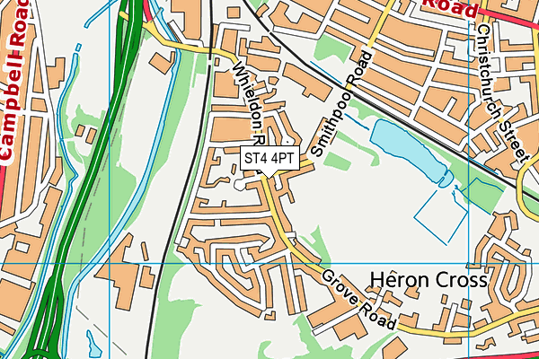 ST4 4PT map - OS VectorMap District (Ordnance Survey)